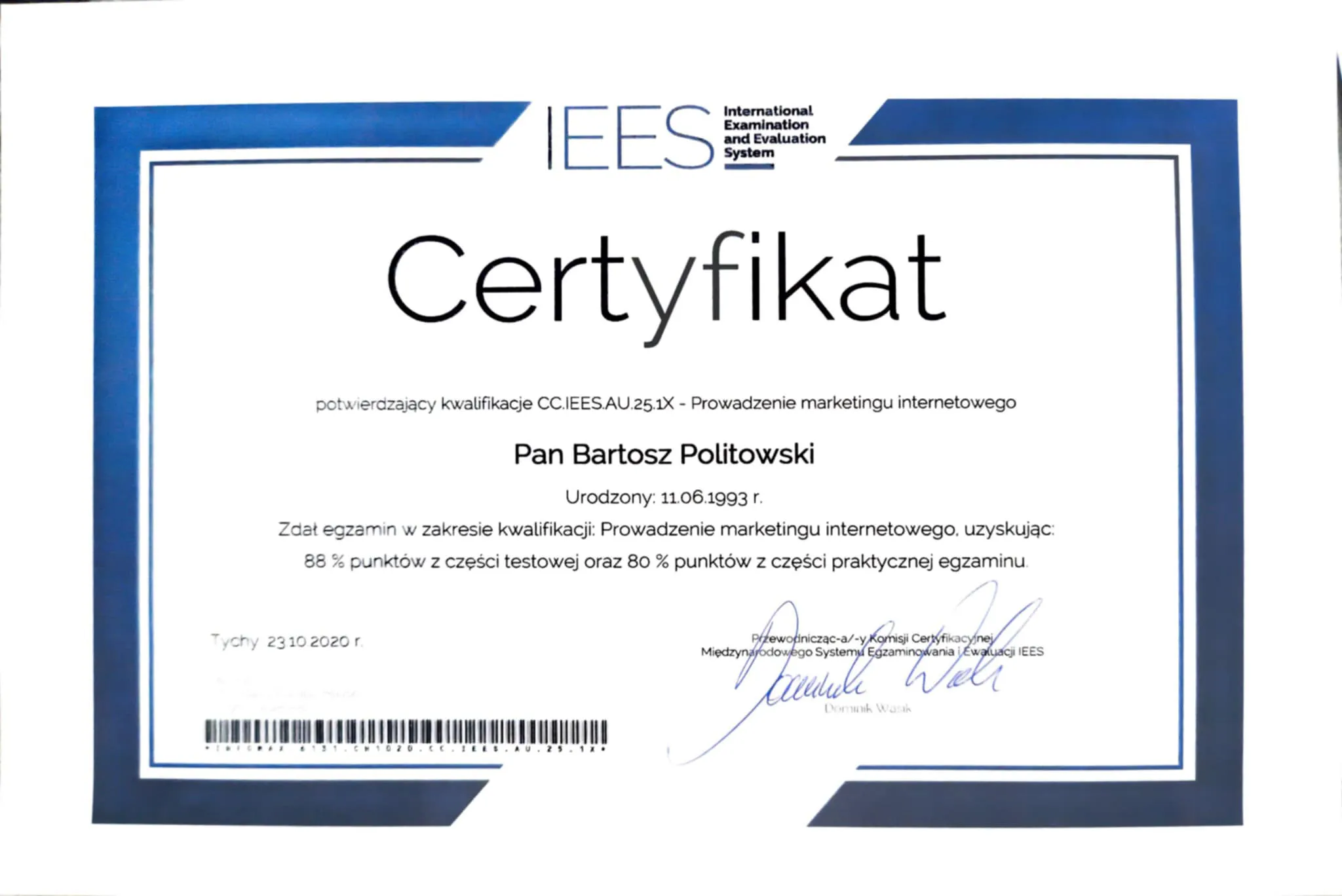 Certyfikat – prowadzenie marketingu online