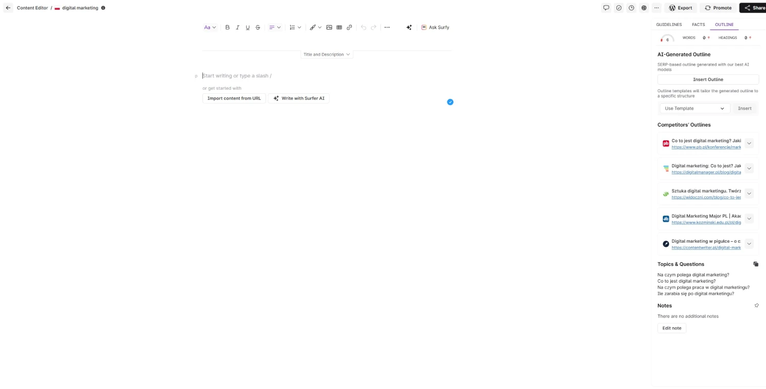 SurferSEO narzędzie SEO
