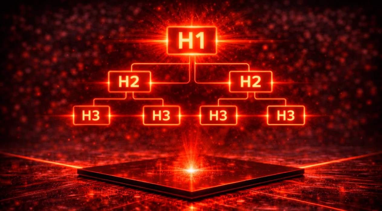 obrazek ukazuje hierarchię nagłówków HTML