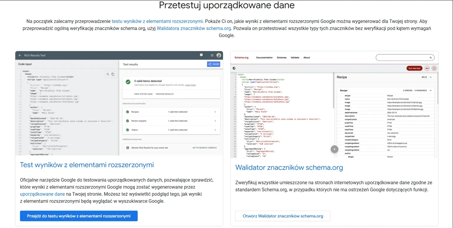 testowanie znaczników schema